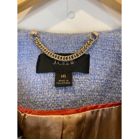 J. Crew Lousia Lady Jacket Cropped Pale Blue Maritime Tweed BJ987 Size 16 - Picture 10 of 14